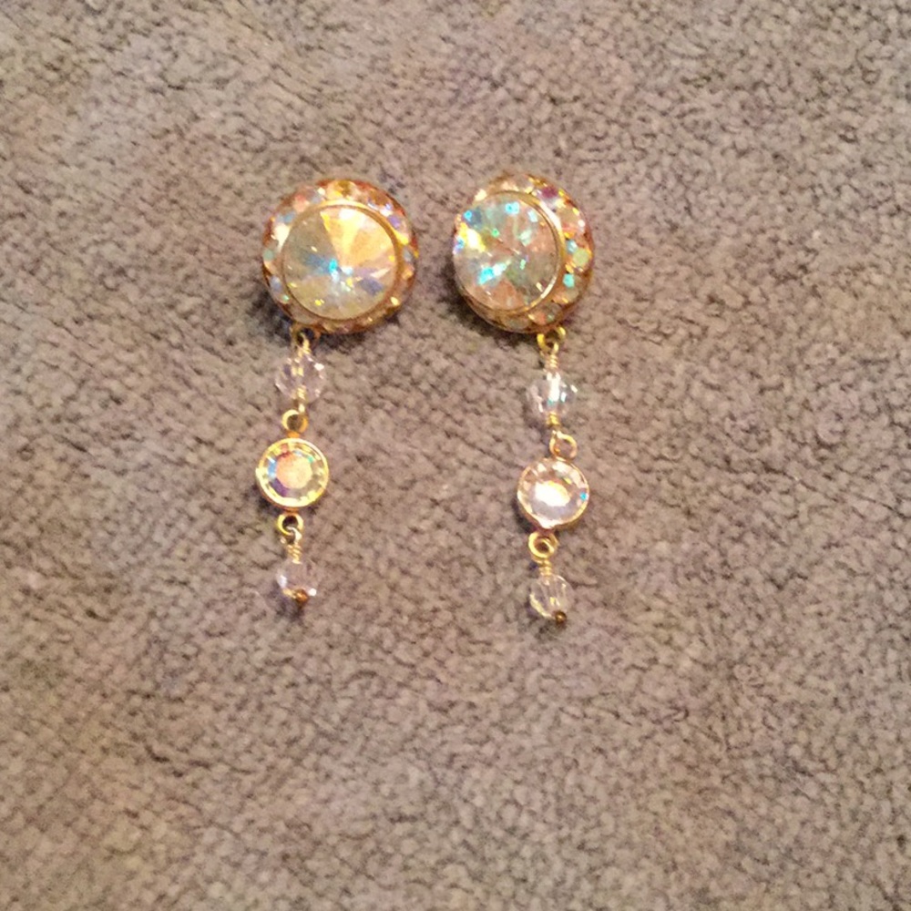 Gold and crystal earrings